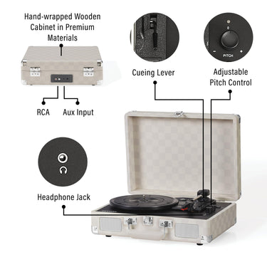 Crosley - Crosley Cruiser Plus Bluetooth Record Player (Almond Checkerboard Colour)