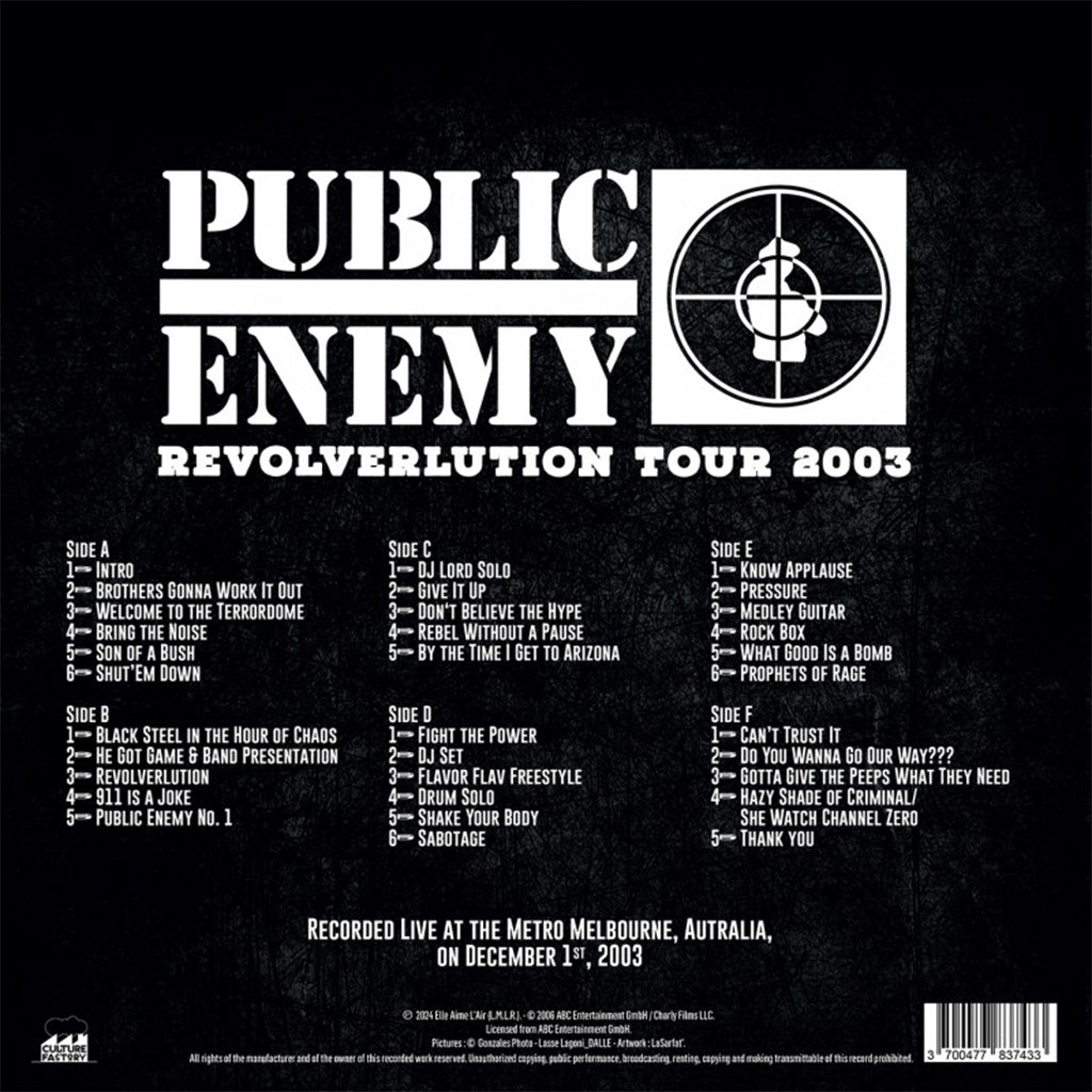PUBLIC ENEMY - Revolverlution Tour 2003 - 3LP - Deluxe Vinyl  [RSD 2024]