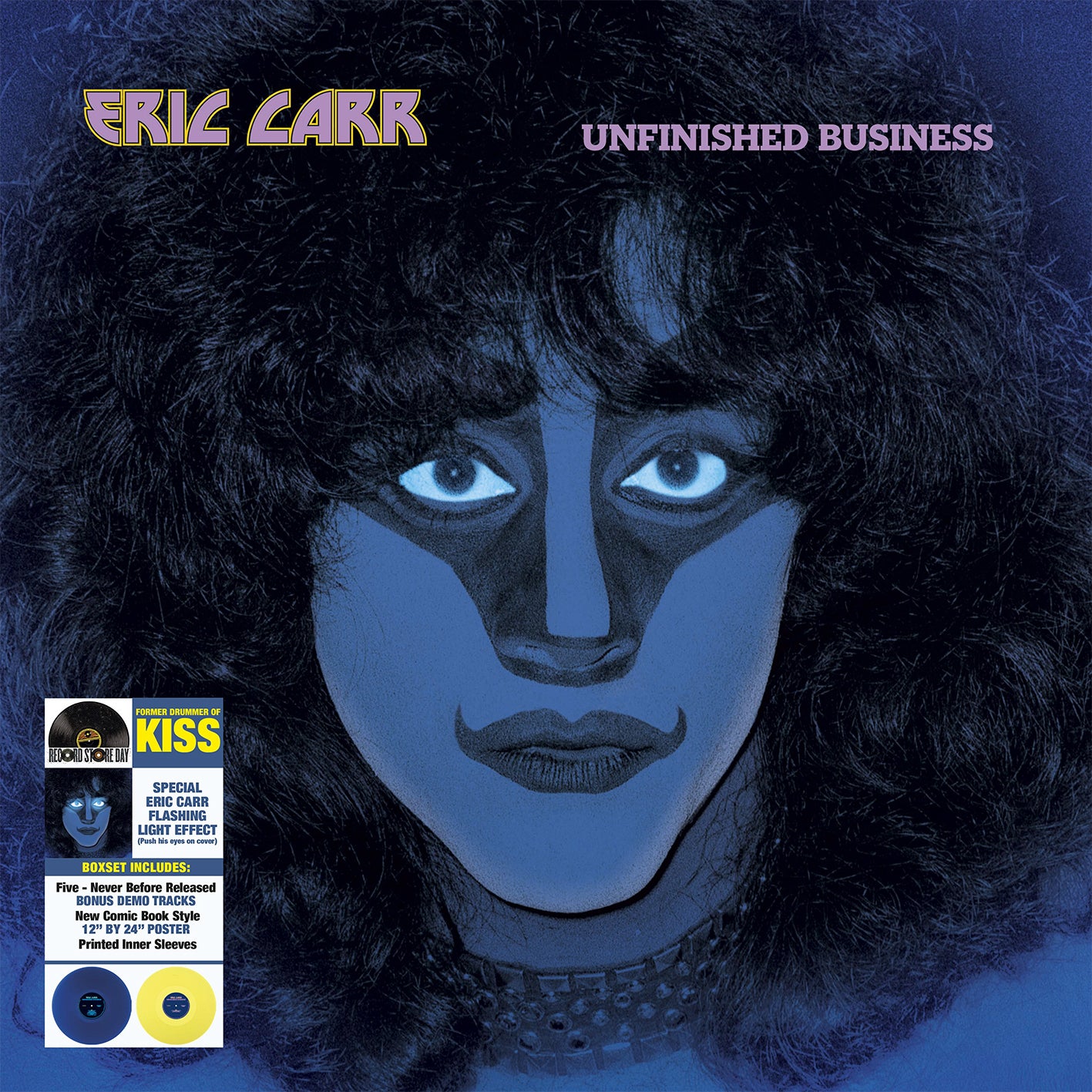 ERIC CARR OF KISS - Unfinished Business: The Deluxe Editon - 2 LP - Yellow and Blue Vinyls  [RSD 2024]