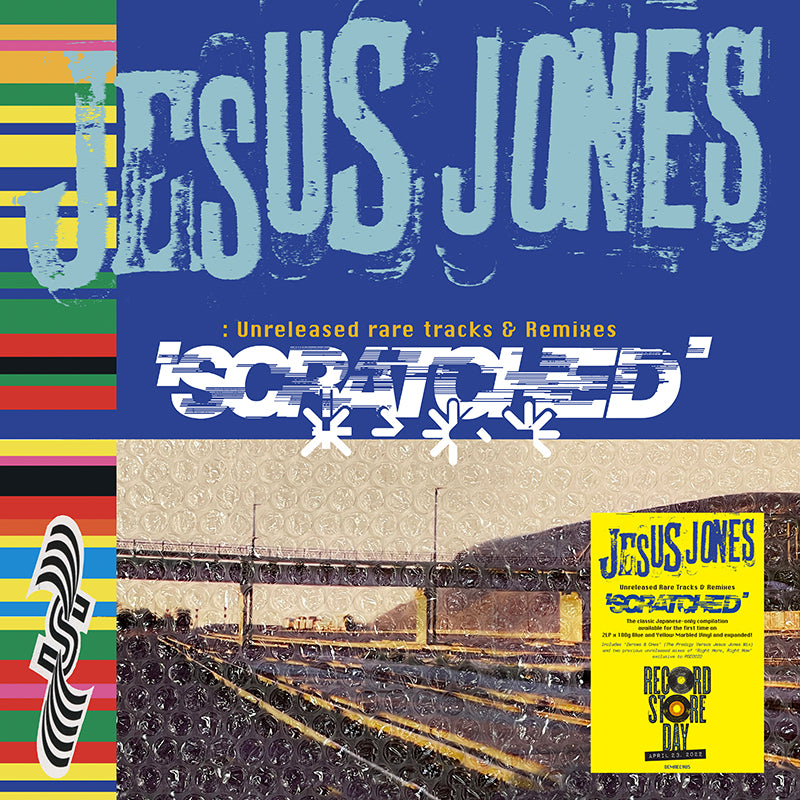 JESUS JONES - Scratched - Unreleased Rare Tracks and Remixes - 2LP - 180g Blue / Yellow Marbled Vinyl [RSD 2022]