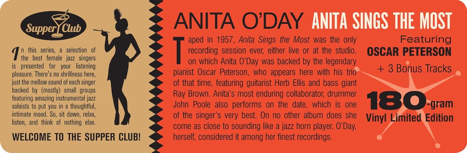 ANITA O'DAY - Sings The Most feat. Oscar Peterson (2024 Reissue with 3 Bonus Tracks) - LP - 180g Vinyl [MAY 10]