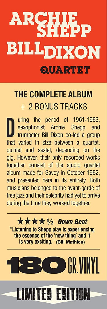 ARCHIE SHEPP / BILL DIXON QUARTET - Archie Shepp / Bill Dixon Quartet (2023 Reissue with 2 Bonus Tracks) - LP - 180g Vinyl [JUN 16]