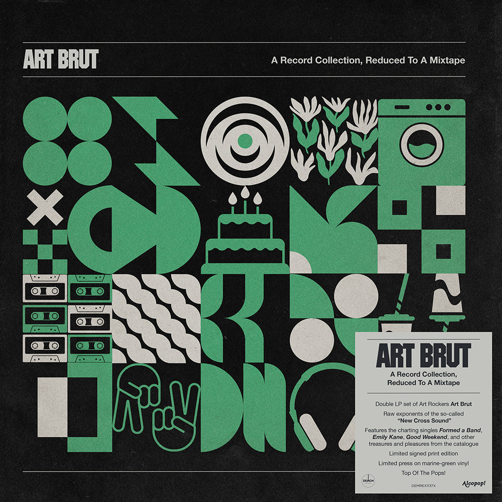 ART BRUT - A Record Collection, Reduced To A Mixtape (with Hand-SIGNED Print) - 2LP - Marine Green Vinyl