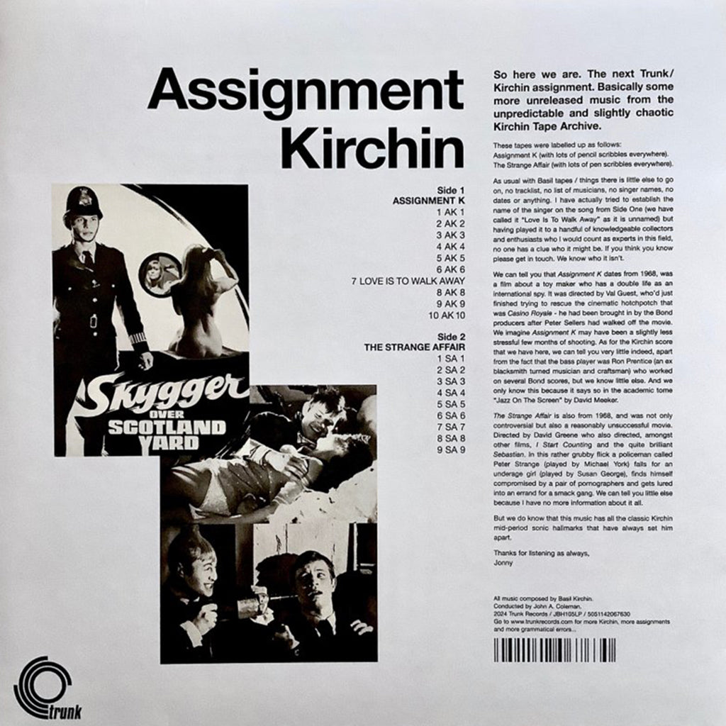 BASIL KIRCHIN - Assignment Kirchin - Two Unreleased Scores From The Kirchin Tape Archive - LP - Vinyl