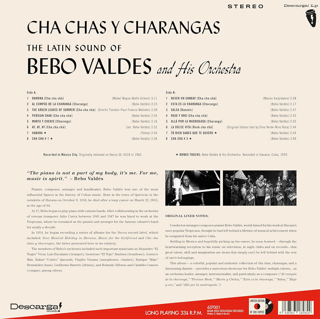 BEBO VALDES - Cha Chas Y Charangas (Reissue w/ 4 Bonus tracks) - LP - 180g Vinyl [FEB 7]