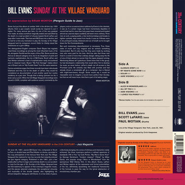 BILL EVANS - Sunday At The Village Vanguard (Reissue w/ 2 Bonus tracks) - LP - 180g Red Vinyl