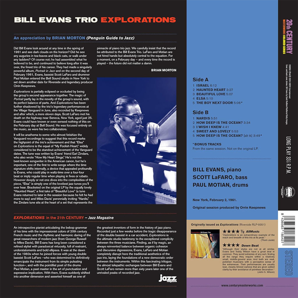 BILL EVANS TRIO - Explorations (2024 Reissue with 2 Bonus Tracks) - LP - 180g Red Vinyl [MAY 31]