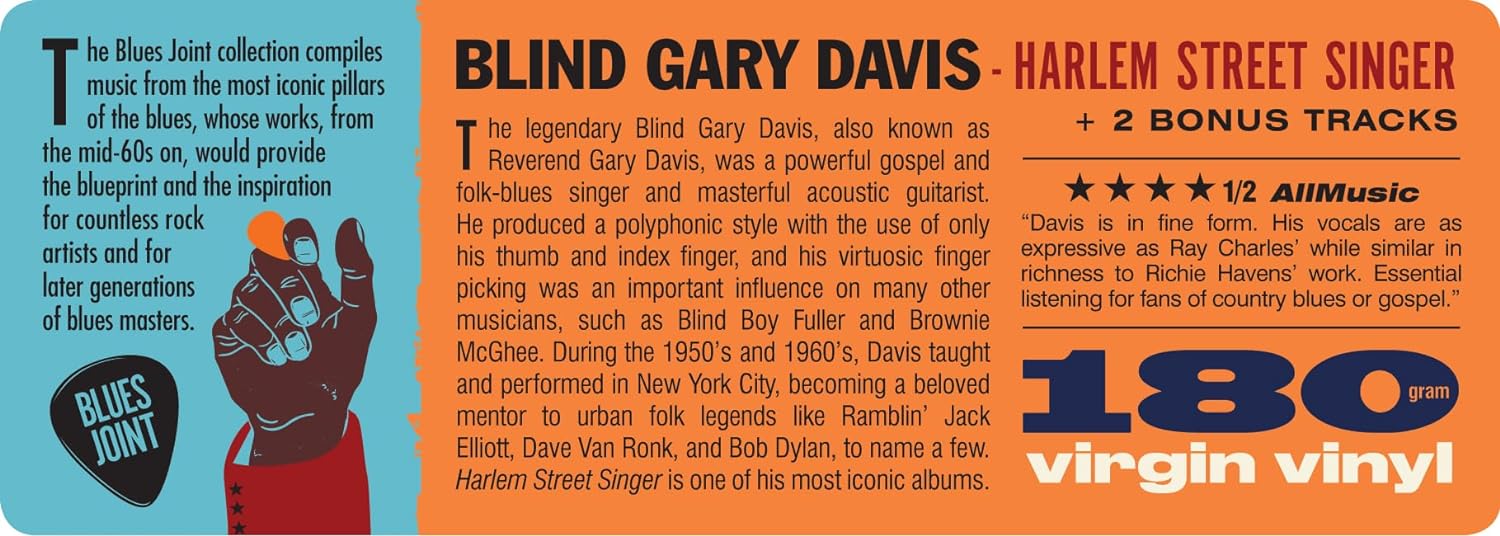 BLIND GARY DAVIS - Harlem Street Singer (2024 Reissue with 2 Bonus tracks) - LP - 180g Vinyl [APR 12]