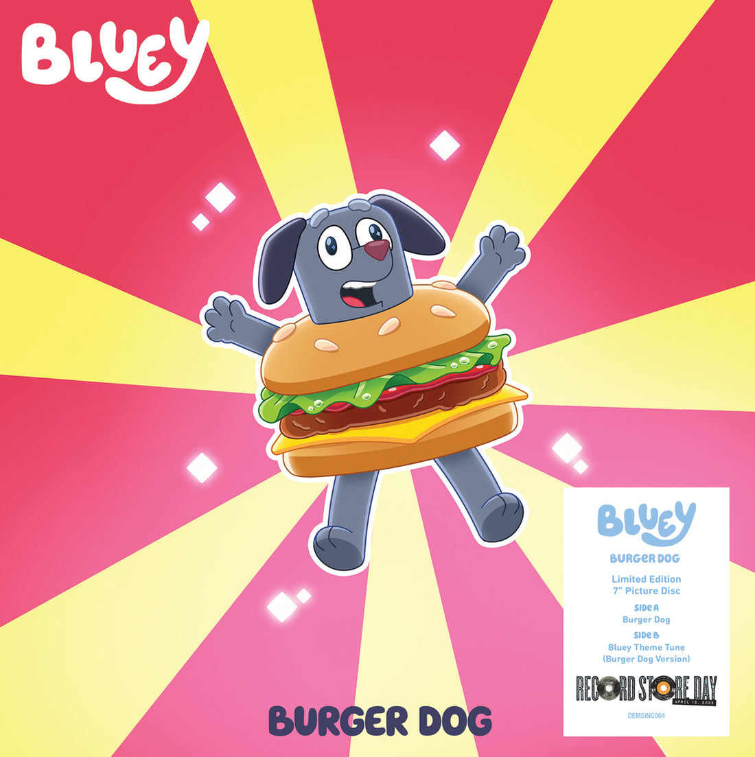 Bluey - Burger Dog / Bluey Theme Tune (Burger Dog Version) - 7" Picture Disc  [Record Store Day 2025]