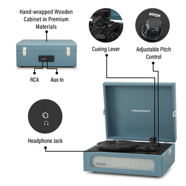 CROSLEY - Voyager - Portable Bluetooth Record Player (Washed Blue)