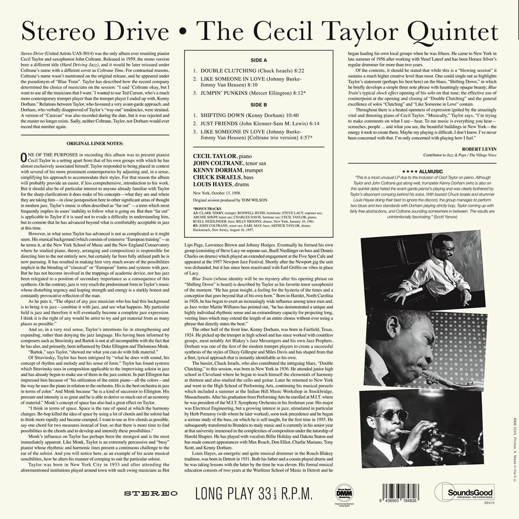CECIL TAYLOR QUINTET - Stereo Drive (2023 Reissue with 2 Bonus Tracks) - LP - 180g Vinyl [NOV 3]