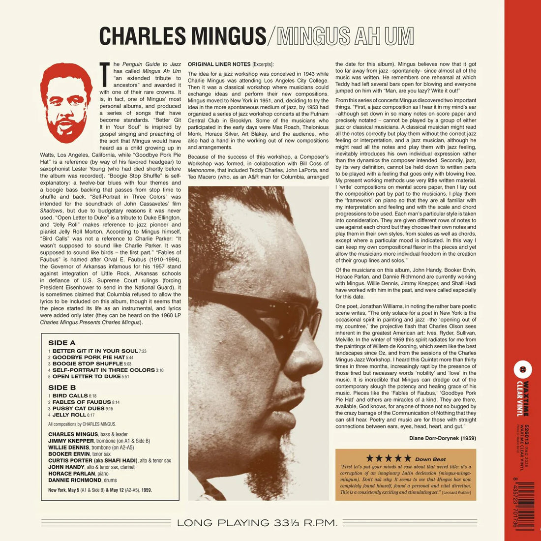 CHARLES MINGUS - Mingus Ah Um (Waxtime Reissue) - LP - 180g Crystal Clear Vinyl [JUN 6]