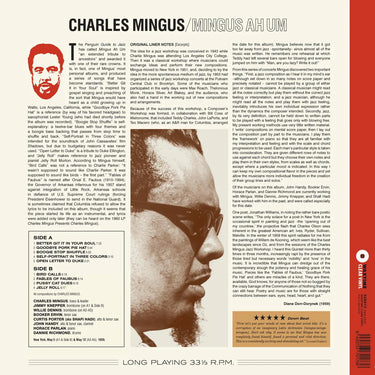 CHARLES MINGUS - Mingus Ah Um (Waxtime Reissue) - LP - 180g Crystal Clear Vinyl