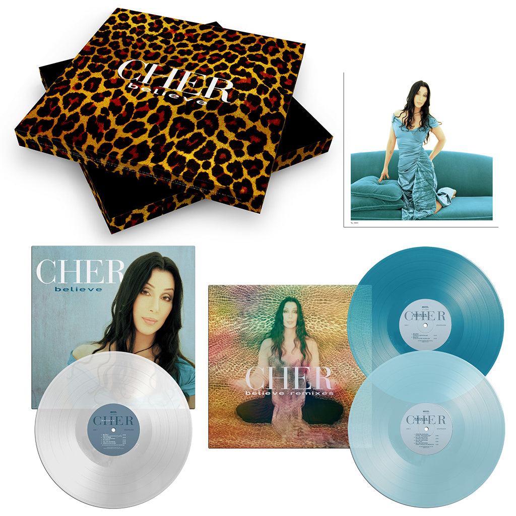 CHER - Believe (25th Anniversary Deluxe Edition w/ Numbered Lithograph) - 3LP - Clear / Sea Blue / Light Blue Coloured Vinyl Box Set