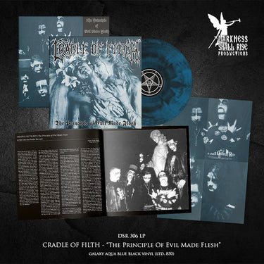 CRADLE OF FILTH - The Principle Of Evil Made Flesh (Reissue with Double-sided A2 Poster) - LP - Galaxy Aqua Blue and Black Vinyl