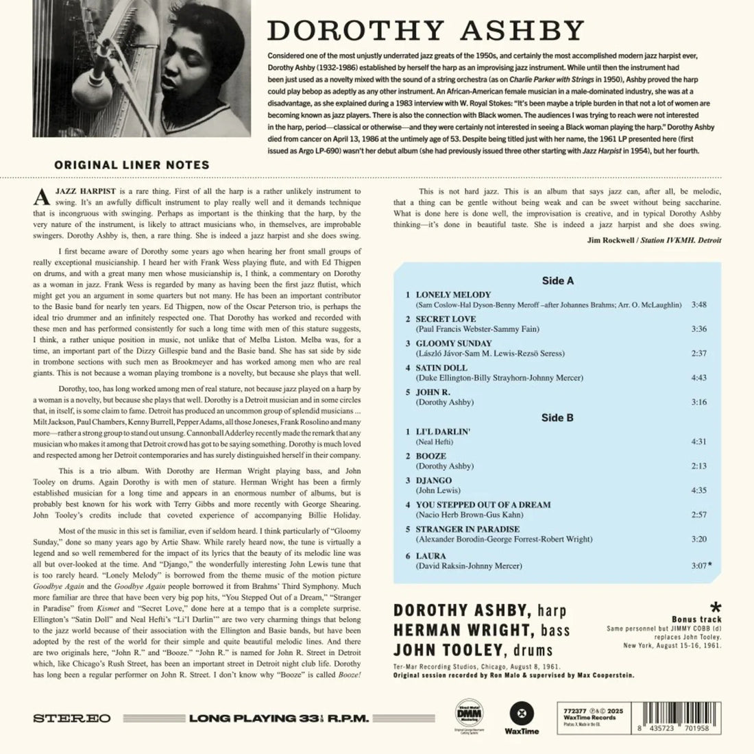 DOROTHY ASHBY - Dorothy Ashby - LP - 180g Black Vinyl [OCT 24]