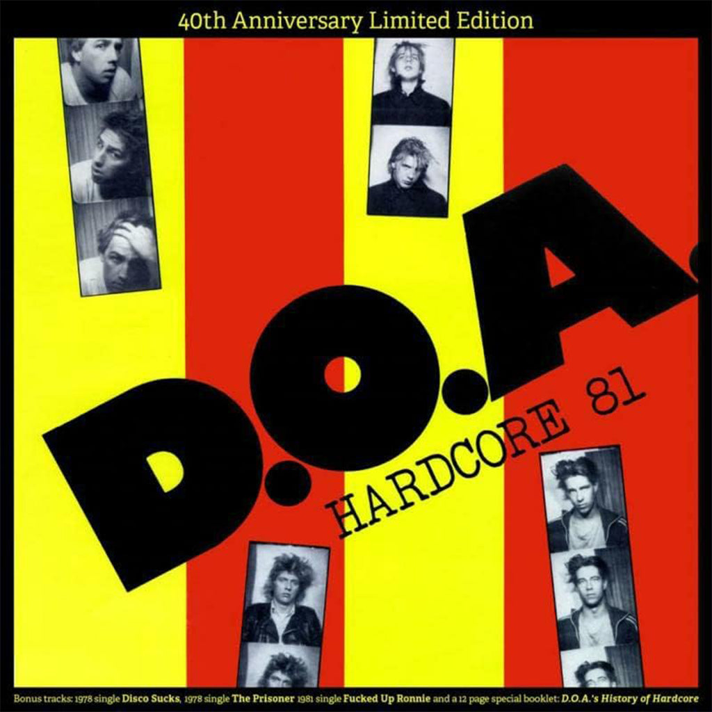 D.O.A. - Hardcore 81 - 40th Anniversary Limited Edition (Repress with 3 Bonus Tracks) - LP - Red Vinyl
