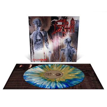 DEATH - Human (2024 Repress) - LP - Deluxe Bone White, Blue Jay & Gold Tri Colour Merge with Splatter Vinyl