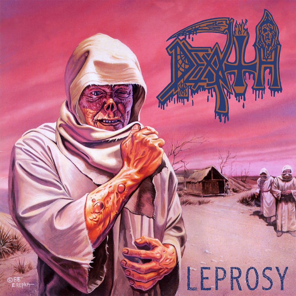 DEATH - Leprosy (2024 Repress) - LP - Deluxe Hot Pink, Bone White & Blue Jay Tri Colour Merge with Splatter Vinyl [APR 12]