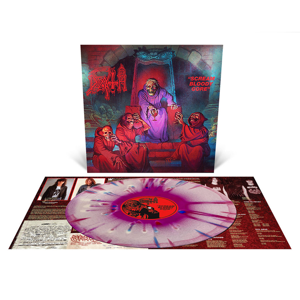 DEATH - Scream Bloody Gore (2024 Repress) - LP - Deluxe Neon Violet, Bone White & Red Tri Colour Merge with Splatter Vinyl [APR 12]
