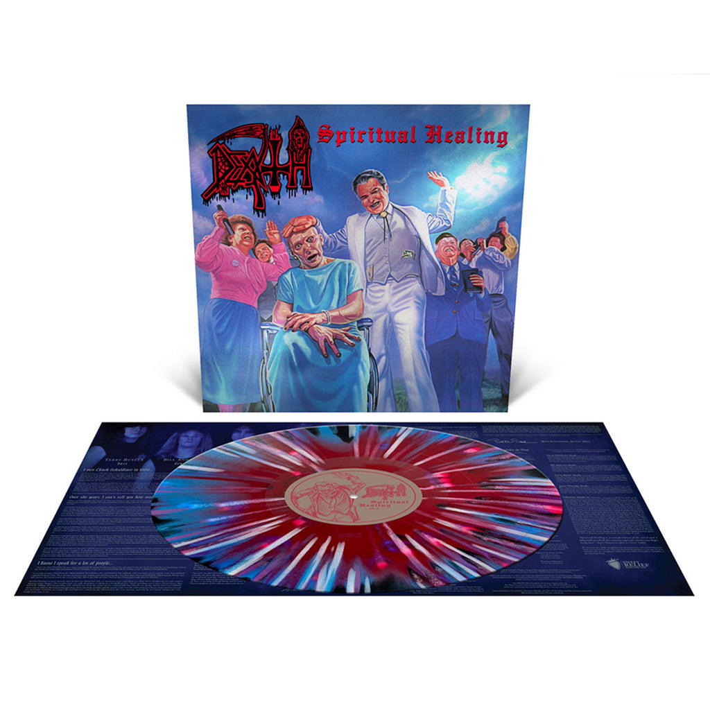 DEATH - Spiritual Healing (2024 Repress) - LP - Deluxe Red, Cyan Blue & Black Tri Colour Merge with Splatter Vinyl