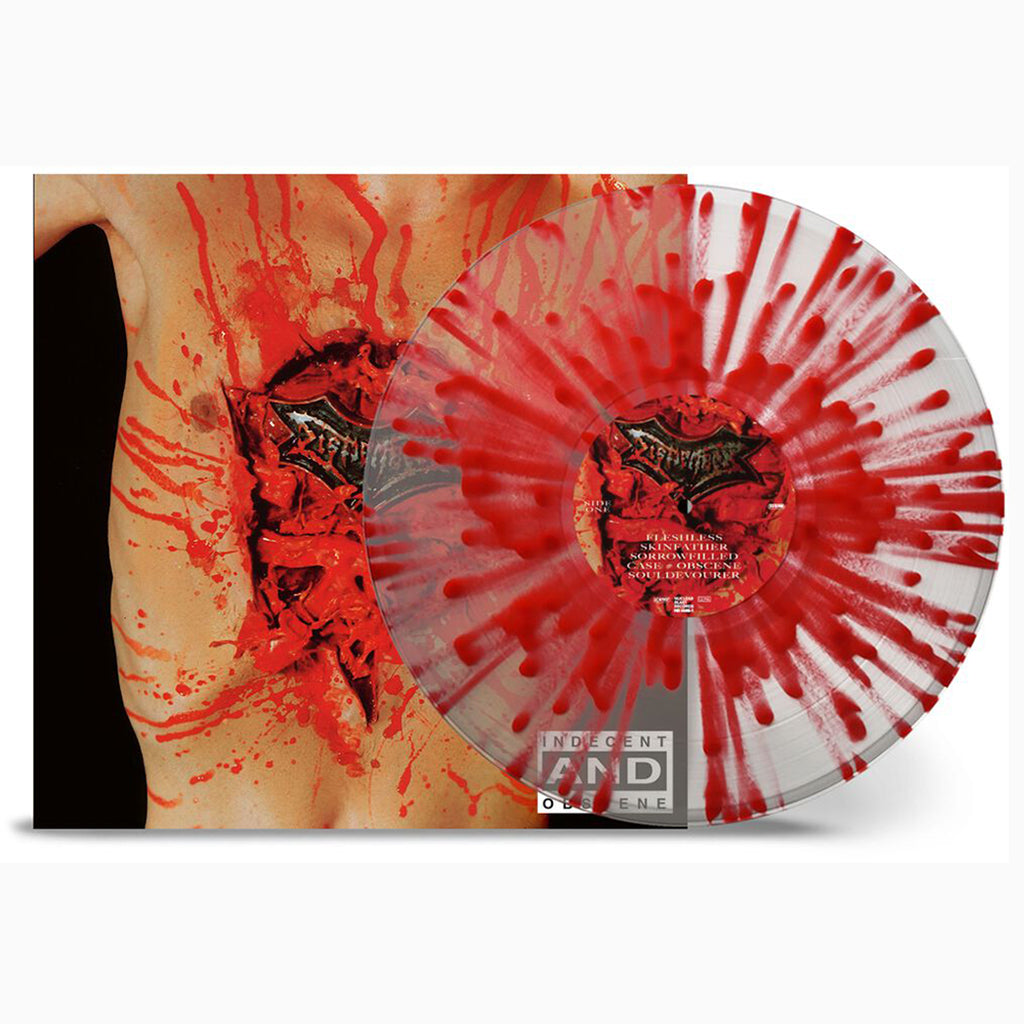 DISMEMBER - Indecent & Obscene (30th Anniversary Reissue) - LP - Clear w/ Red Splatter Vinyl