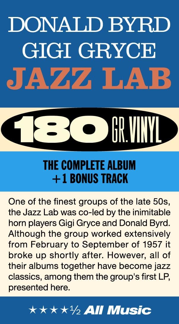 DONALD BYRD & GIGI GRYCE - Jazz Lab (2024 SoundsGood Reissue with Bonus Track) - LP - 180g Vinyl [MAY 10]
