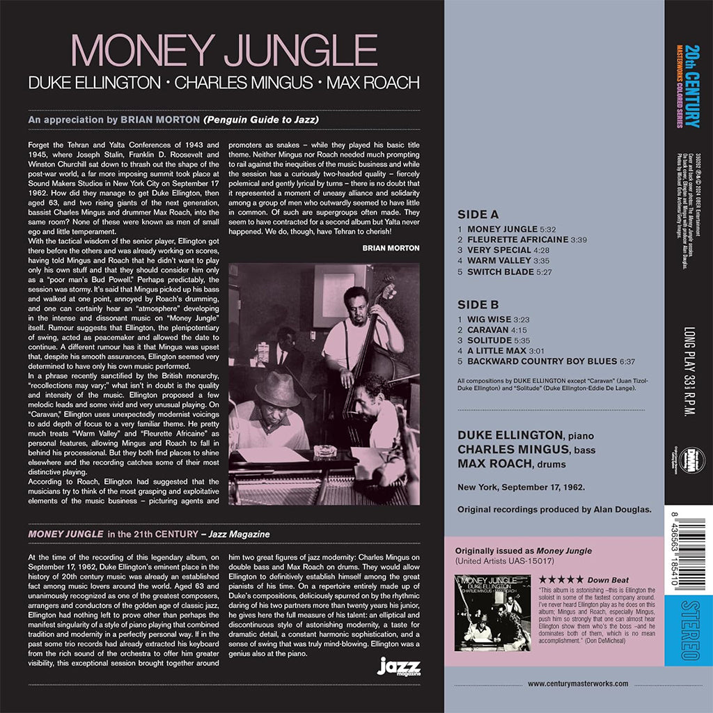 DUKE ELLINGTON, CHARLES MINGUS & MAX ROACH - Money Jungle (2024 Reissue) - LP - 180g Blue Vinyl