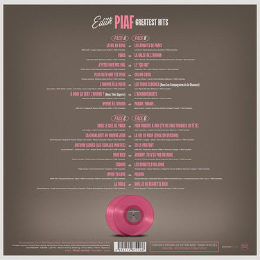 EDITH PIAF - Greatest Hits - 2LP - Pink Vinyl