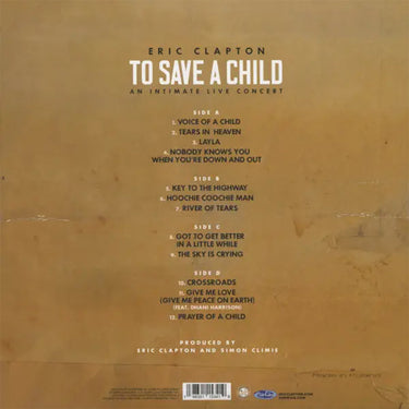 ERIC CLAPTON - To Save A Child (An Intimate Live Concert) - 2LP - White Vinyl [NOV 29]
