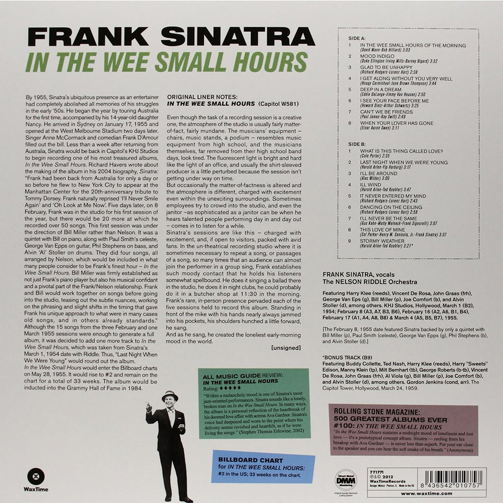 FRANK SINATRA - In The Wee Small Hours In Paris (2024 Waxtime Reissue with Bonus Track) - LP - 180g Vinyl