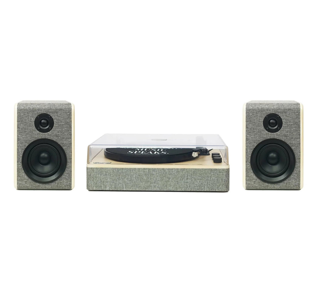 GADHOUSE - Dean & Joan - Turntable & Speaker System (Haze Grey Colour)
