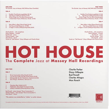 VARIOUS - Hot House: The Complete Jazz At Massey Hall Recordings - 3LP - 180g Vinyl Set