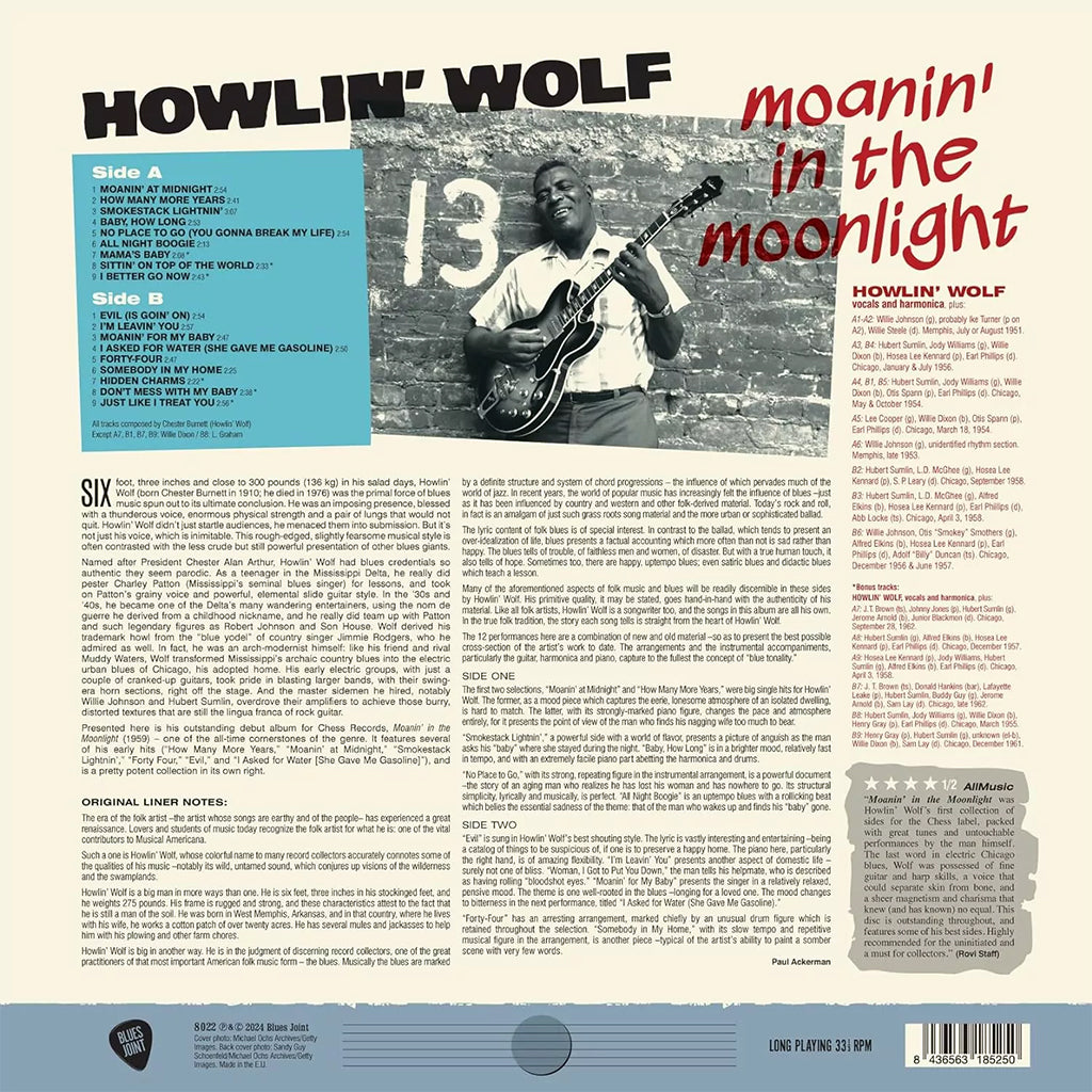 HOWLIN' WOLF - Moanin' In The Moonlight (2024 Reissue with 6 Bonus Tracks) - LP - 180g Vinyl