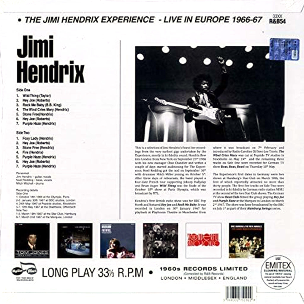 THE JIMI HENDRIX EXPERIENCE - Live In Europe 1966-1967 (Repress) - LP - Vinyl