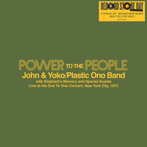 John & Yoko Ono/Plastic Ono Band with Elephant's Memory and Special Guests - Power To The People - Live at the One To One Concert, New York City, 1972 - 12" 180g Yellow Vinyl  [Record Store Day 2025]