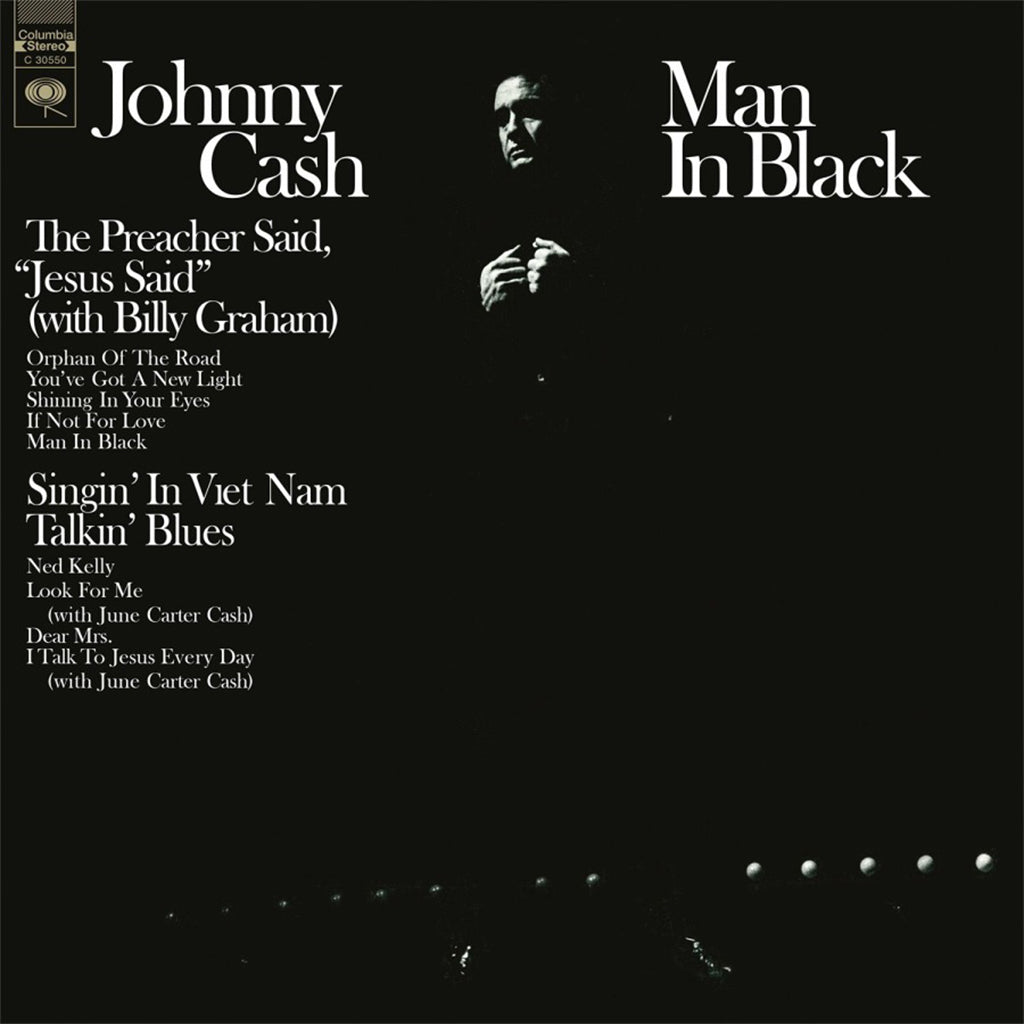 JOHNNY CASH - Man In Black (2024 Reissue) - LP - Deluxe 180g Crystal Clear Vinyl
