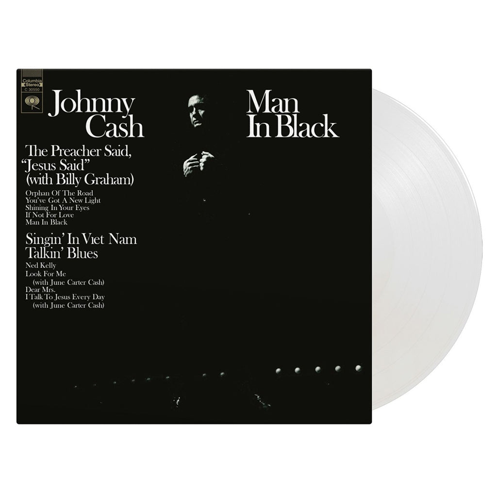 JOHNNY CASH - Man In Black (2024 Reissue) - LP - Deluxe 180g Crystal Clear Vinyl