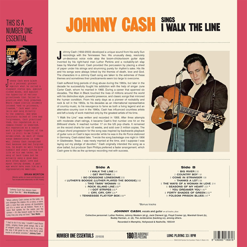 JOHNNY CASH - Sings I Walk The Line (with 8 Bonus Tracks) - LP - 180g Vinyl [AUG 30]