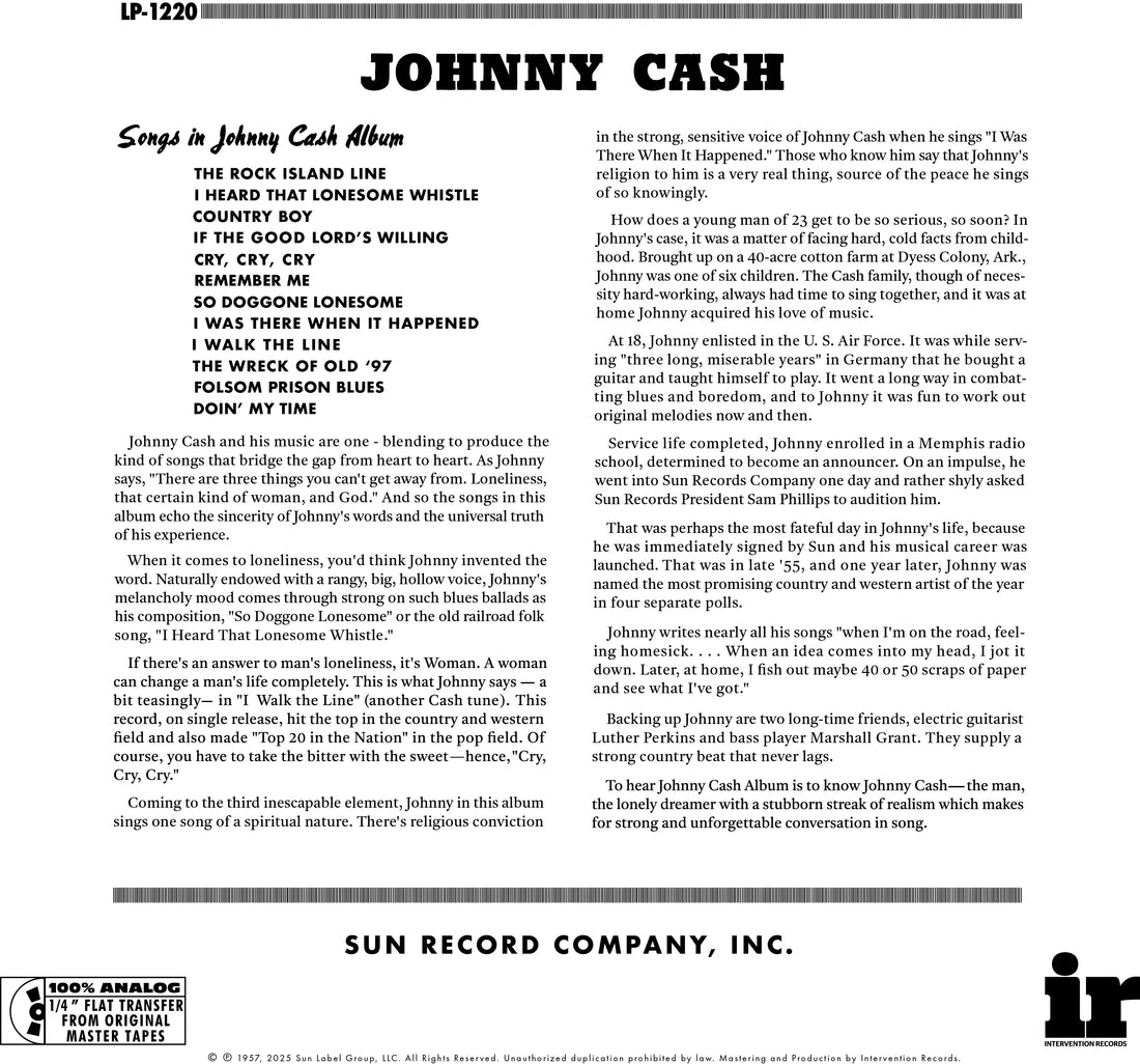 JOHNNY CASH - With His Hot And Blue Guitar (Intervention Sun Records Hi-Fi Series - Mono) - LP (45 RPM) - Deluxe Audiophile 180g Vinyl [FEB 27]