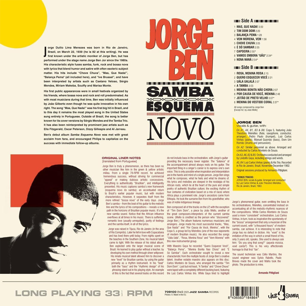 JORGE BEN - Samba Esquema Novo (2023 Reissue with 5 Bonus Tracks) - LP - 180g Vinyl