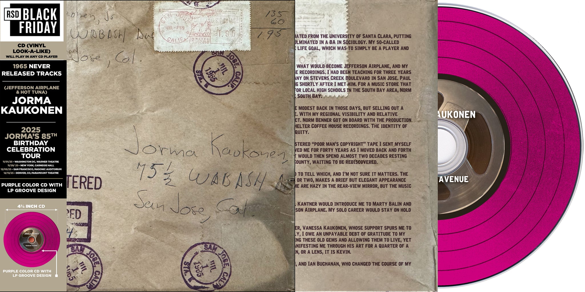 Jorma Kaukonen - Wabash Avenue - CD  [RSD Black Friday 2025]