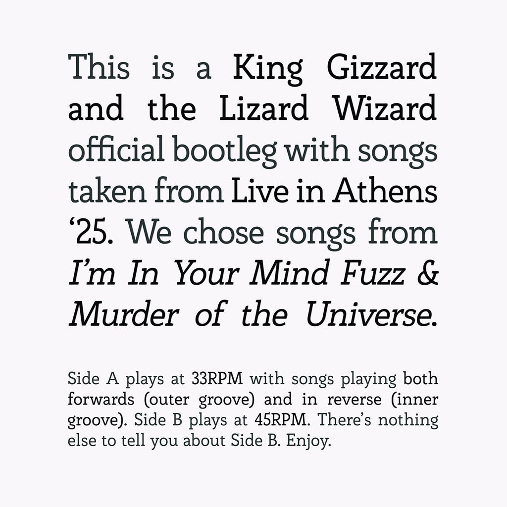 KING GIZZARD AND THE LIZARD WIZARD - Songs from I'm In Your Mind Fuzz and Murder Of The Universe Live in Athens '25 - LP - Vinyl [NOV 21]