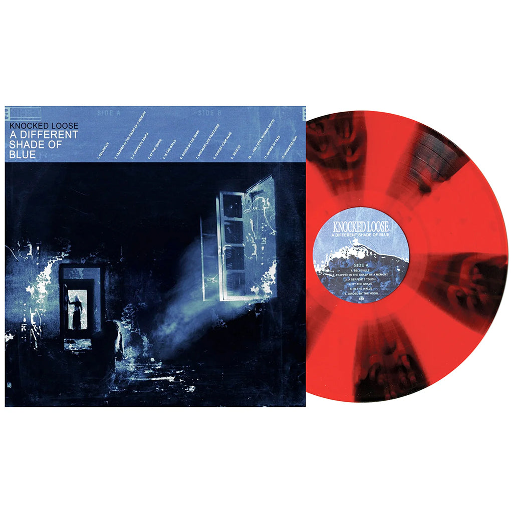 KNOCKED LOOSE - A Different Shade Of Blue (Repress) - LP - Red & Black Pinwheel with Red Splatter Vinyl