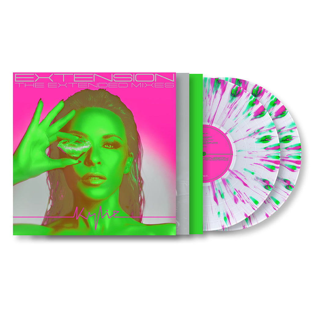KYLIE MINOGUE - Extension (The Extended Mixes) - 2LP - Clear w/ Neon Pink & Green Splatter Vinyl