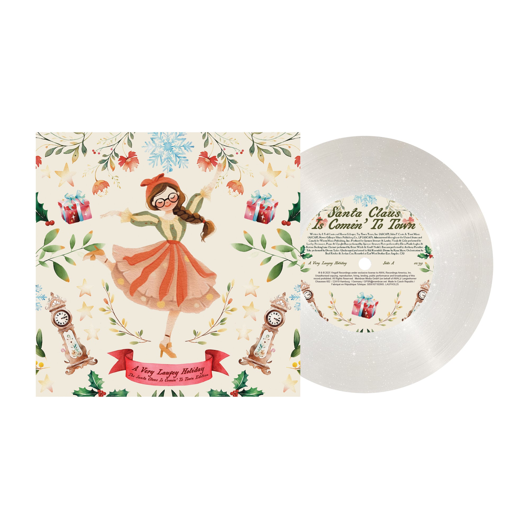 LAUFEY - A Very Laufey Holiday: : The Santa Claus Is Comin’ To Town Edition - 7'' - Snow Globe Glitter Vinyl [DEC 5]