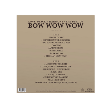 BOW WOW WOW - Love, Peace And Harmony (The Best Of...) [Reissue] - LP - Deluxe 180g Gold Coloured Vinyl [MAR 20]