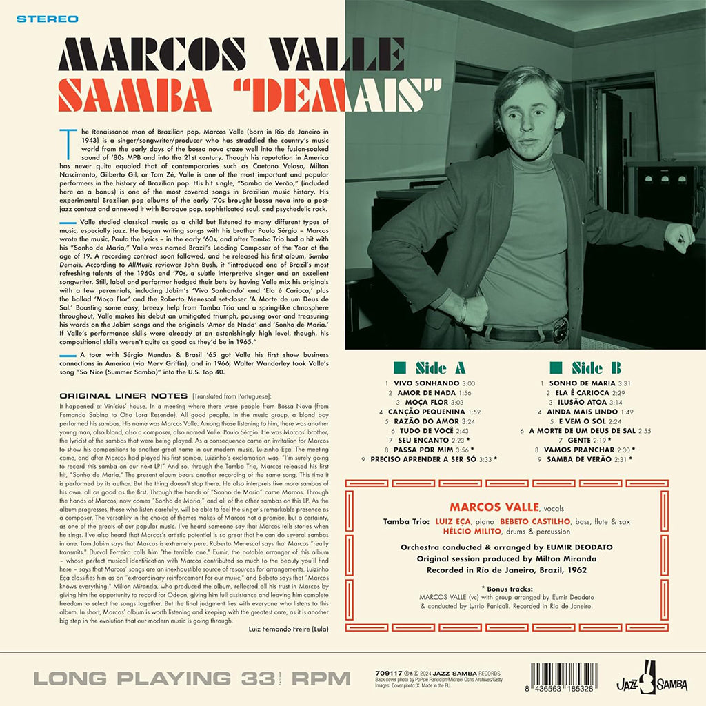 MARCOS VALLE - Samba Demais (Reissue with 6 Bonus tracks) - LP - 180g Vinyl
