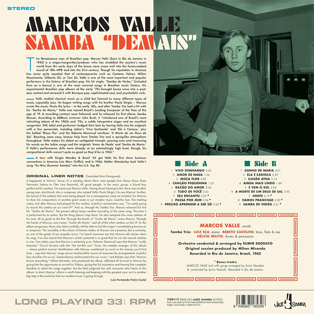 MARCOS VALLE - Samba Demais (Reissue with 6 Bonus tracks) - LP - 180g Vinyl [JUL 12]