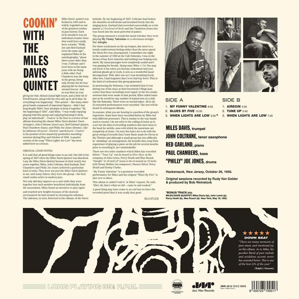 MILES DAVIS Cookin' (Jazz Wax Reissue with Bonus Track) LP 180g